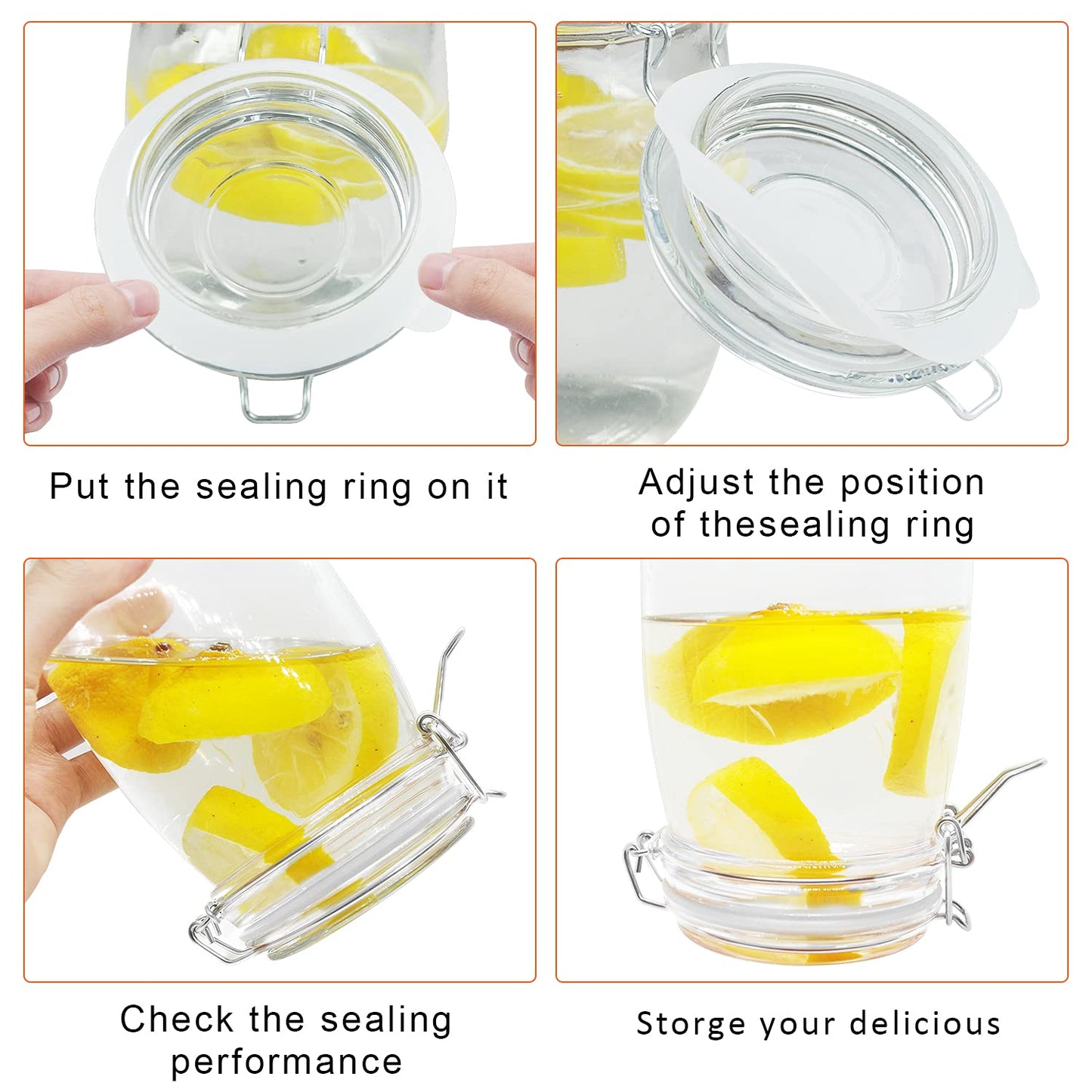12 Pieces Rubber Seals Rings for Glass Jars, Airtight Silicone Replacement Gasket, Leakproof Silicone Gasket Sealing Rings for Mason Jars, Elastic and Fits Most Sizes (White)