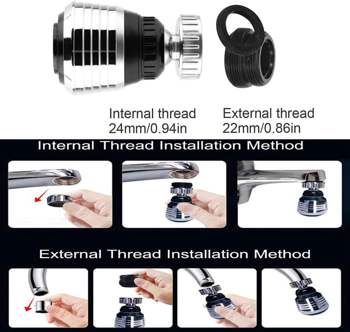 2PCS 360 Degree Swivel Faucet Aerator Deluxe Water Saving Faucet Sprayer Water Saving Bubbler Pressurized Faucet Filter Kitchen Accessories (360 Degree, Count, 2)