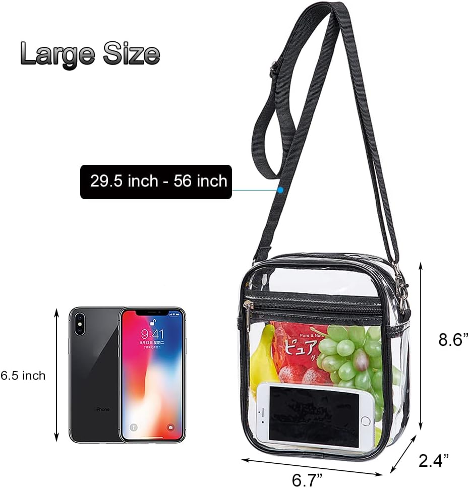 Clear Crossbody Purse Bag, Stadium Approved for Concerts, Festivals