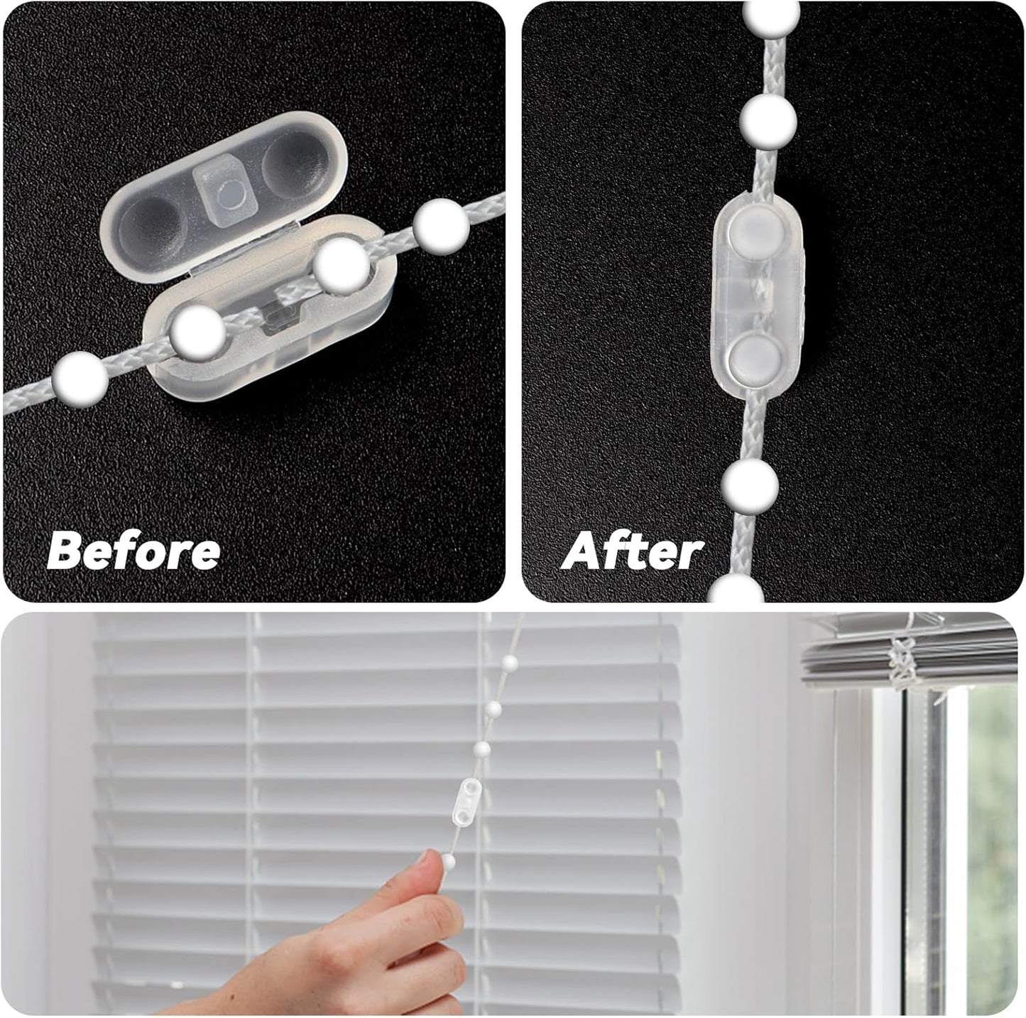 20 Pack Clear Plastic Beaded Chain Connector Vertical Roman Roller Blind Ball Chain Cord Connector Clips