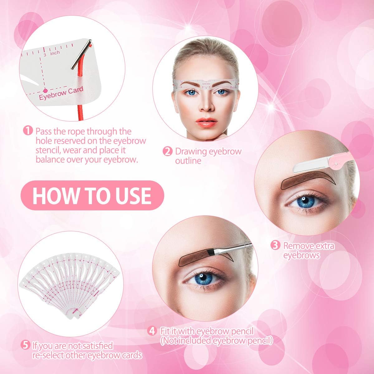 Eyebrow Stencils, 12PCS Eyebrow Shaper Kit + 1PCS Eyebrow Razor, Reusable Eyebrow Template With Strap, Elaborate Eyebrow Stencil, 3 Minutes Makeup Tools For A Variety of Face