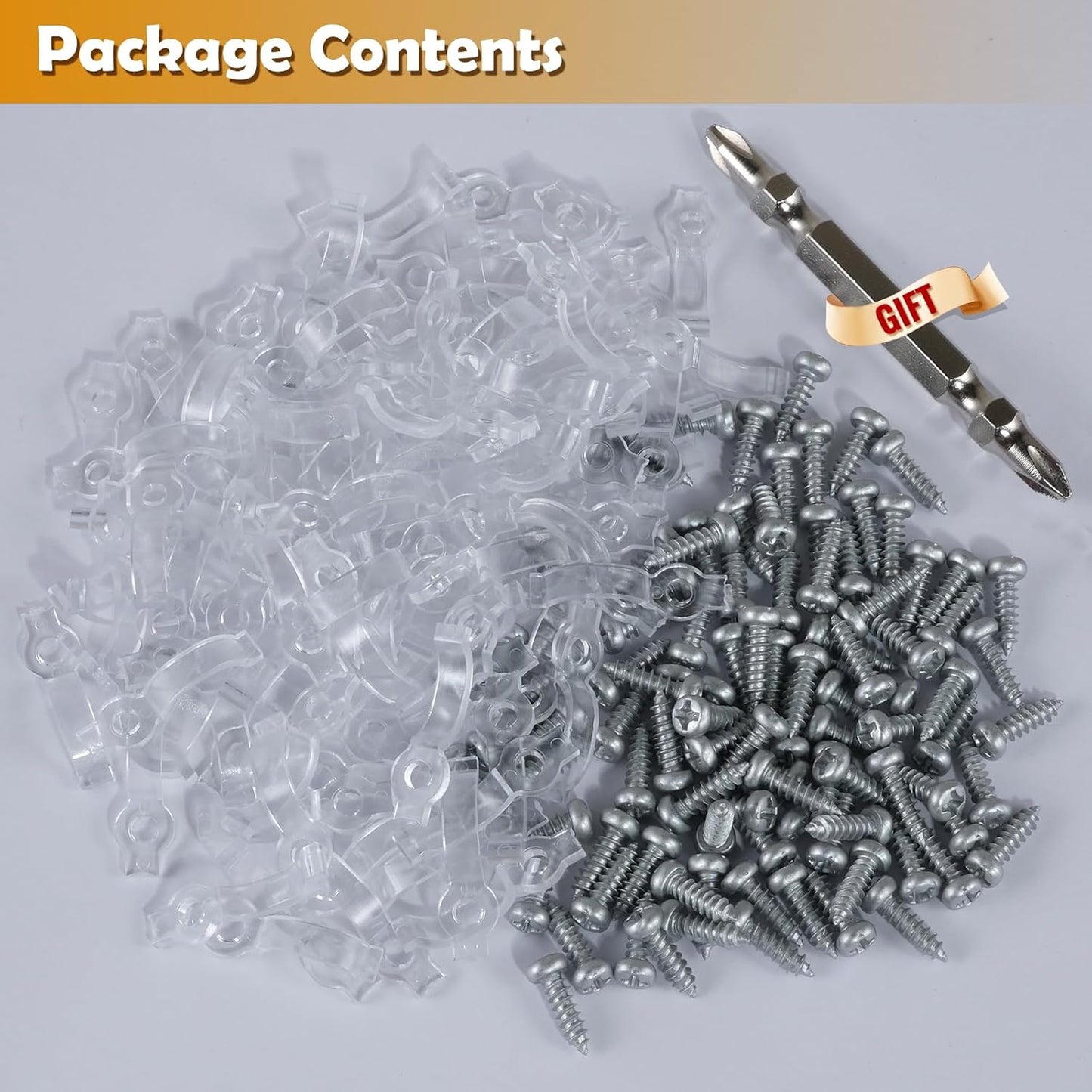 100 Pack Strip Light Mounting BracketsFixing ClipsOne-Side Fixing100 Screws Included (Ideal for 10mm Wide Waterproof Strip Lights)