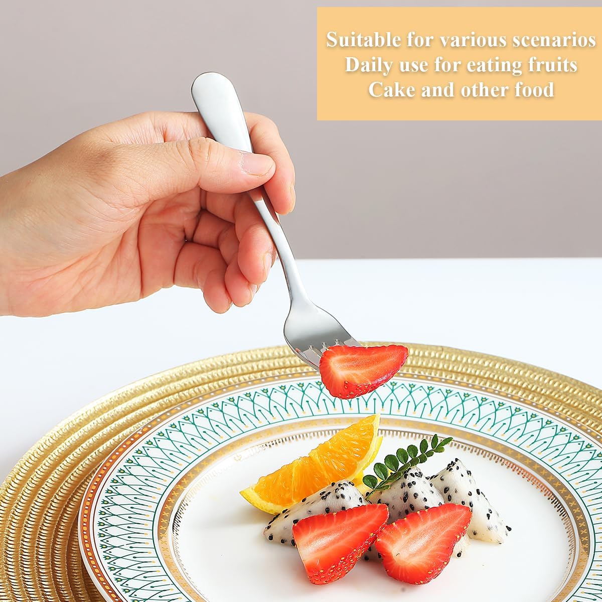 Dessert Forks Set of 12 Pack, Stainless Steel Pastry Fork, Family Appetizer Fork for Fruit, Cake, Cheese, Party Trips, Cafes, Restaurants, Easy to Clean, Dishwasher Safe