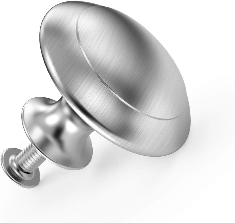 25 Pack Cabinet Hardware Round Knobs Silver Kitchen Mushroom Brushed Nickel Knobs, Cupboard Heavy Knobs, Door Handle Pull for Bathroom Drawer, 1-1/8 inch (29.5mm) (25 Pack)