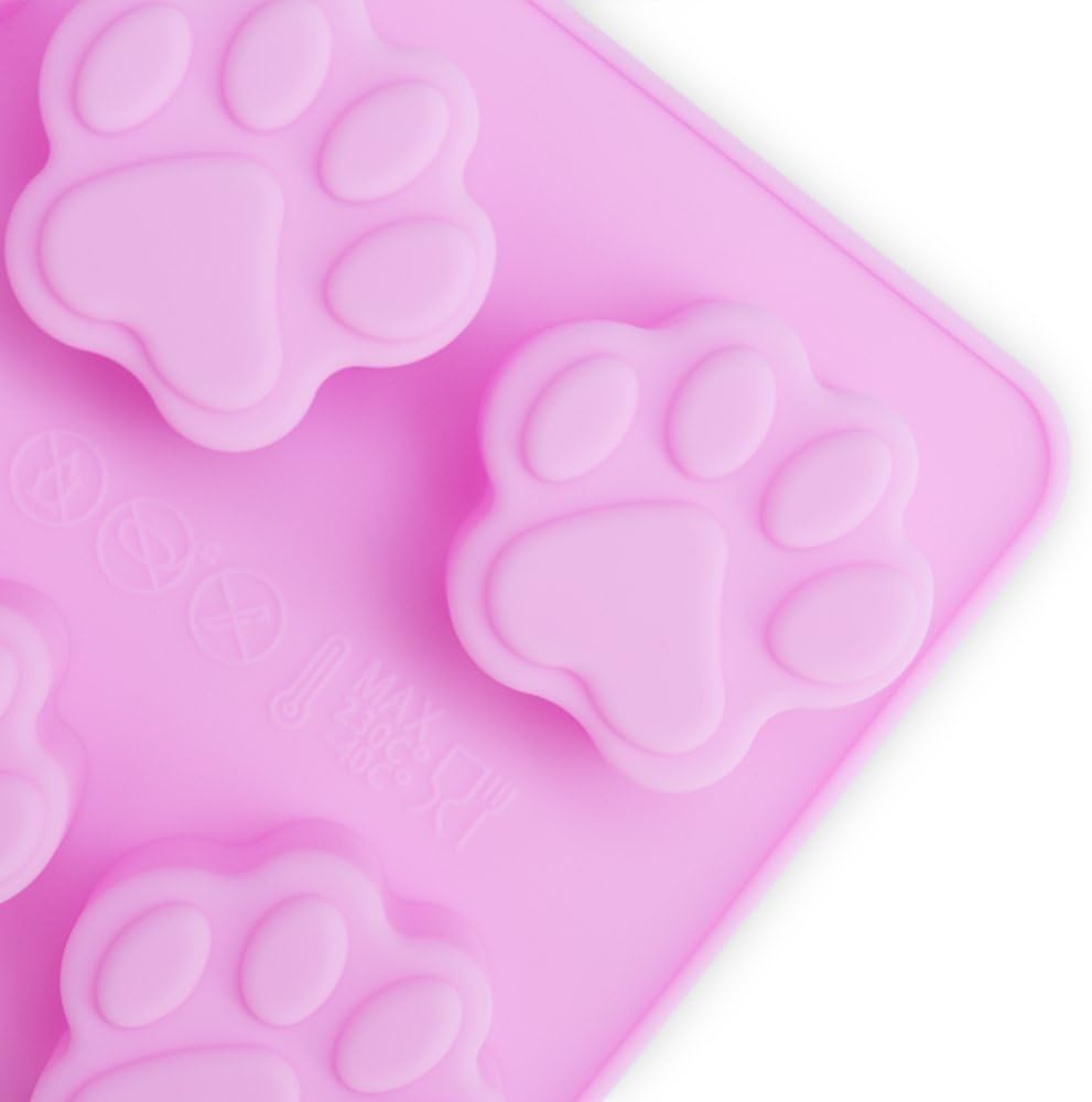 Puppy Dog Paw and Bone Silicone Molds, Non-Stick Food Grade Silicone Molds for Chocolate, Candy, Jelly, Ice Cube, Dog Treats (Puppy Paw Bone Set of 4PCS)