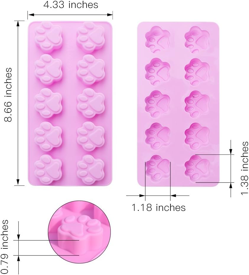 Puppy Dog Paw and Bone Silicone Molds, Non-Stick Food Grade Silicone Molds for Chocolate, Candy, Jelly, Ice Cube, Dog Treats (Puppy Paw Bone Set of 4PCS)