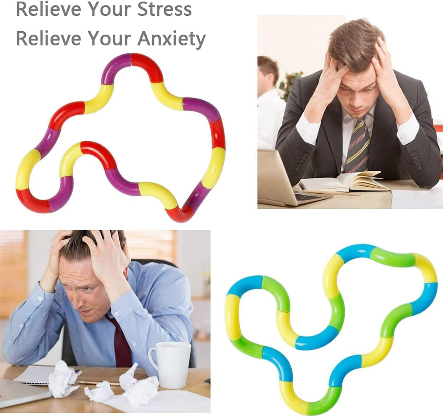 6 Pcs Tangles Fidget Toys Tangles Fidget Tangles Relax Therapy Stress Relief Feeling Winding Toy (A)