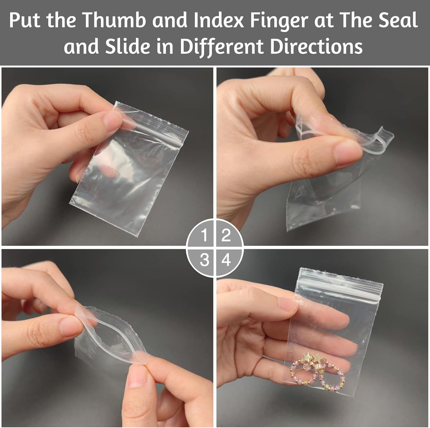 600 Pack 2'' x 3'' Clear Resealable Zip Plastic Bags, 2 Mil Thick Transparent Poly Bags with Seal Zipper, Self Locking Plastic Bags for Coins, Screws, Small Items, Jewelry Supplies, Snacks, Clothing