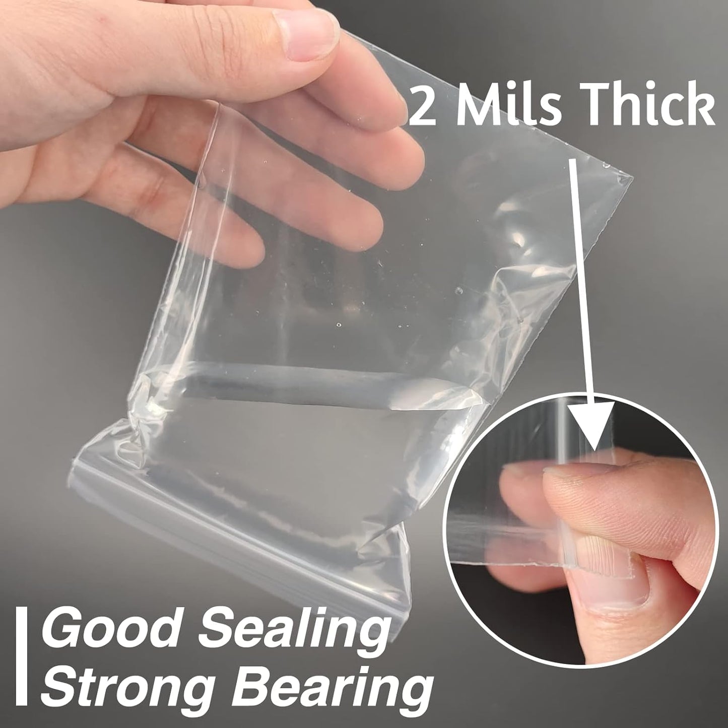 600 Pack 2'' x 3'' Clear Resealable Zip Plastic Bags, 2 Mil Thick Transparent Poly Bags with Seal Zipper, Self Locking Plastic Bags for Coins, Screws, Small Items, Jewelry Supplies, Snacks, Clothing