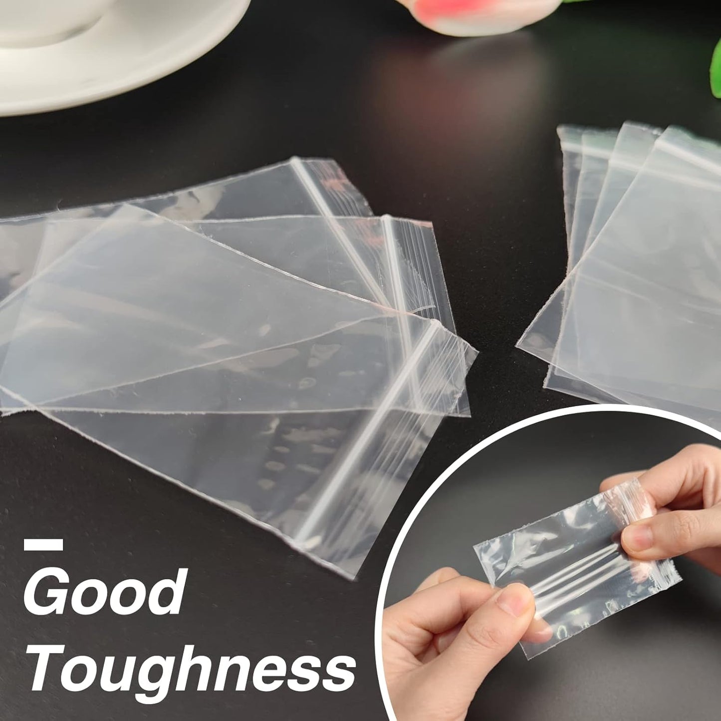 600 Pack 2'' x 3'' Clear Resealable Zip Plastic Bags, 2 Mil Thick Transparent Poly Bags with Seal Zipper, Self Locking Plastic Bags for Coins, Screws, Small Items, Jewelry Supplies, Snacks, Clothing