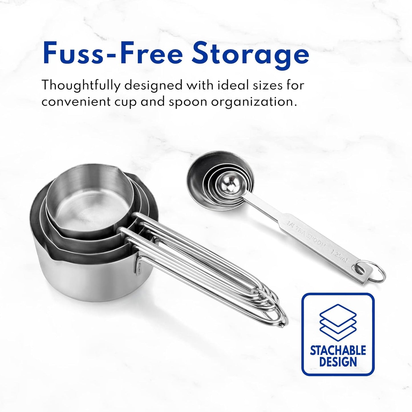 42917 Commercial Quality Stainless Steel Measuring Cups and Spoons Combo Set