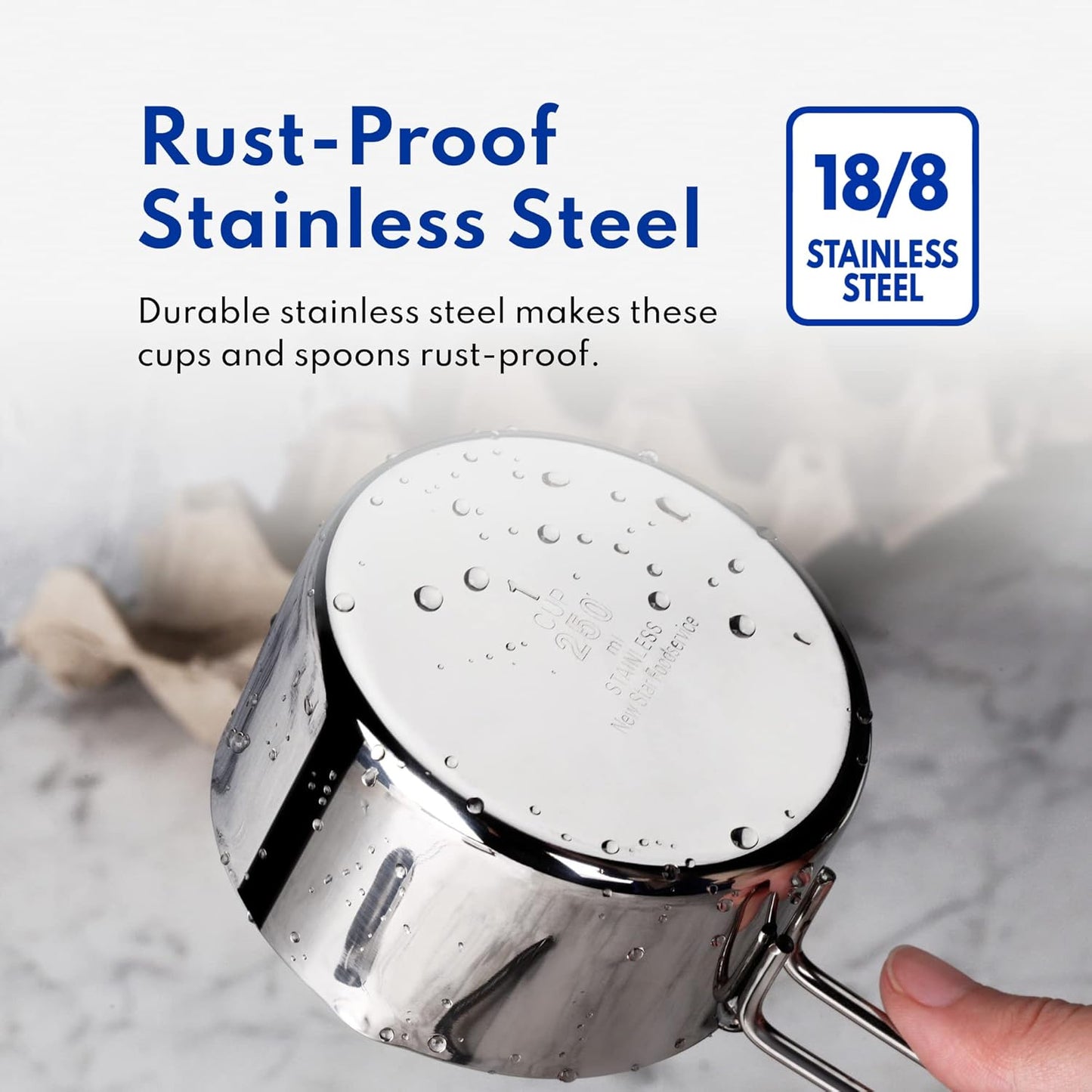 42917 Commercial Quality Stainless Steel Measuring Cups and Spoons Combo Set