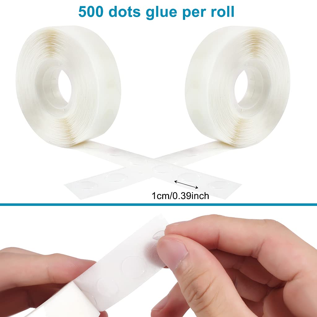 1000 Pcs Glue Point Clear Balloon Glue Dots, Double Sided, Transparent, 1cm/0.4inch in Diameter, for Craft Scrapbook Birthday Wedding Decoration