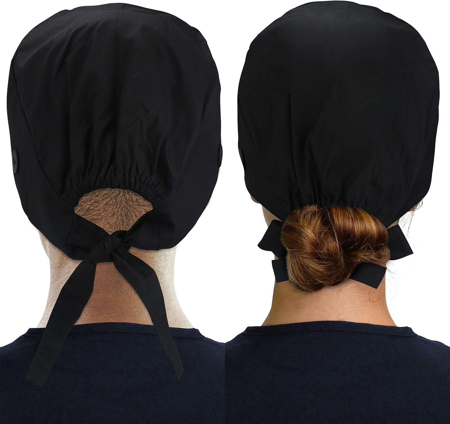 Working Caps with Button and Sweatband, Adjustable Working Hats for Women Men, One Size (Tie Back or Toggle)