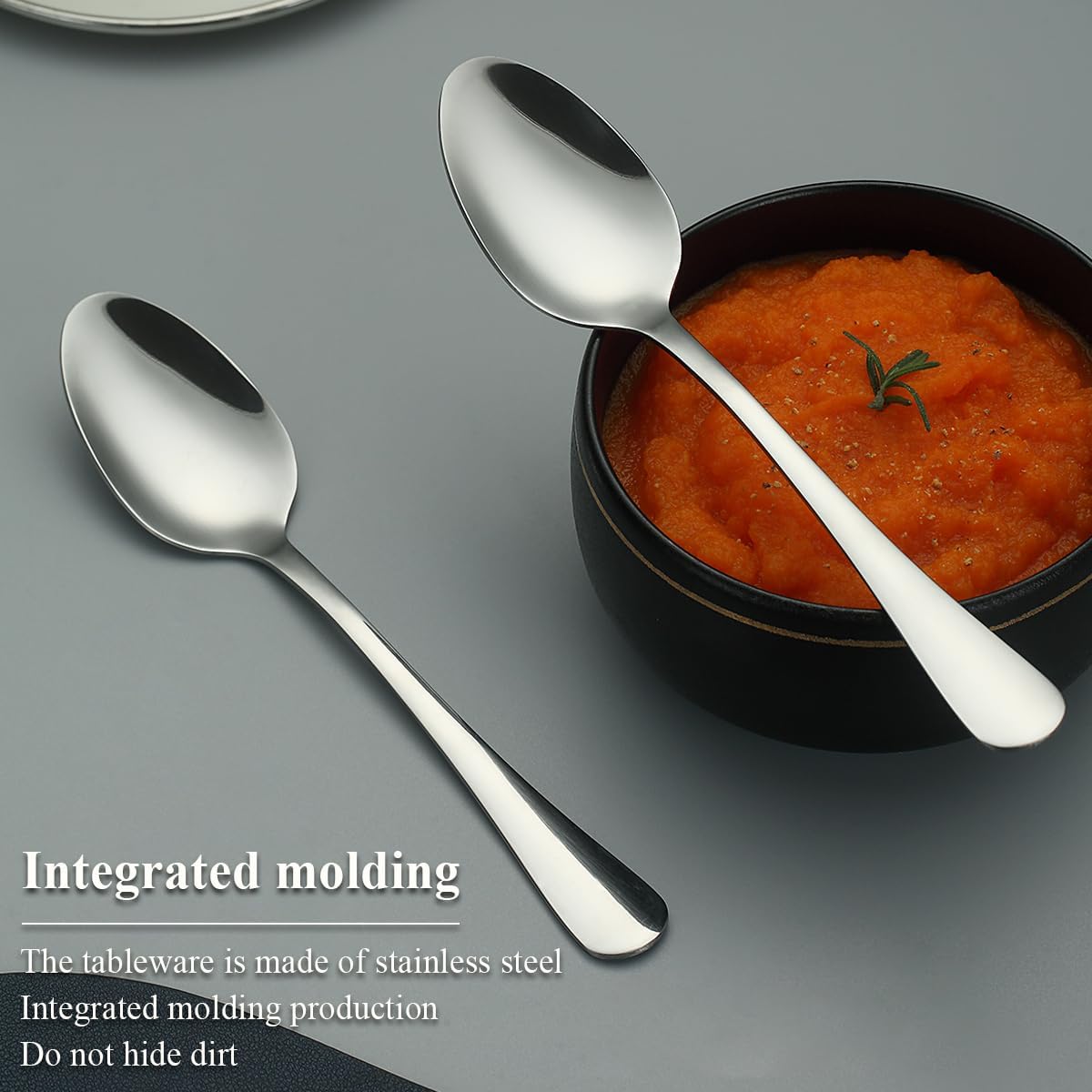 Dinner Spoons 12 Pieces 18.5cm, Stainless Steel Soup Spoons, Table Spoon, Sturdy and Durable for Home and Restauroom Daily Use, Easy to Clean, Dishwasher Safe