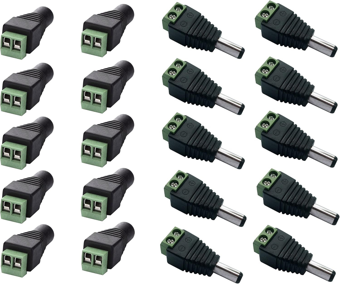 10 Male and 10 Female 12v DC Power Jack Adapter Connector for Led Strip CCTV Camera