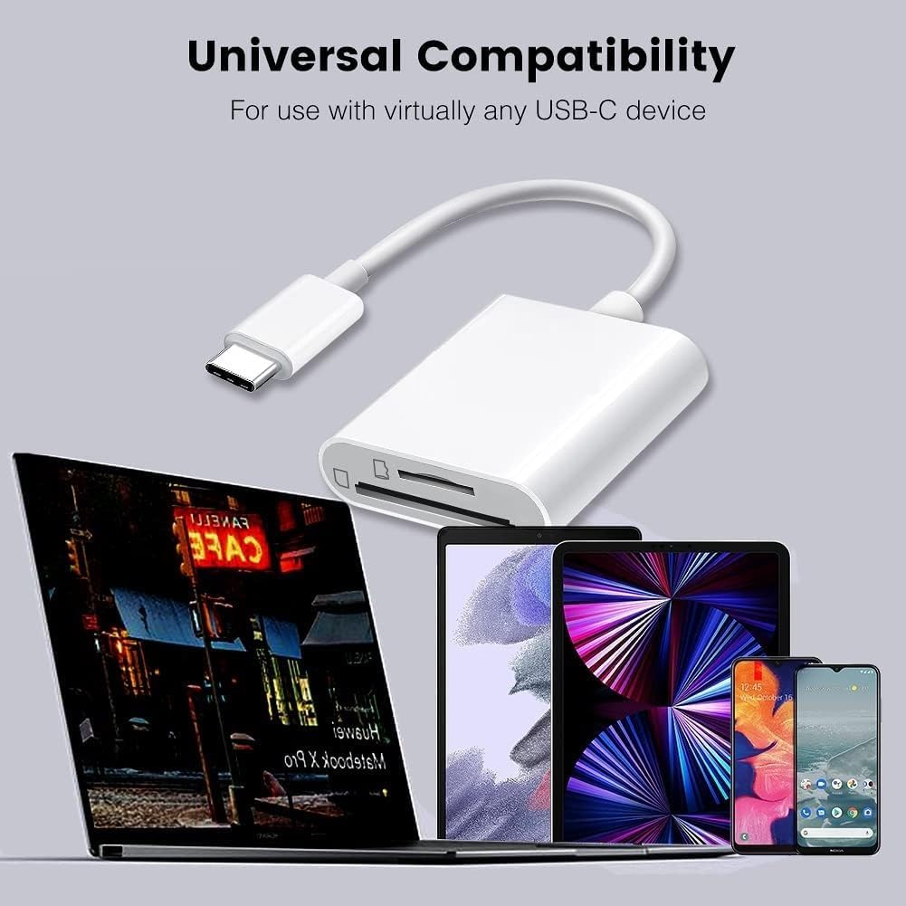 [Apple MFi Certified] USB C to SD Card Camera Reader for iPhone iPad, Dual Card Slot for iPhone 15 Pro iPad 10 iPad Pro SD/Micro SD Memory Card Reader Adapter, Trail Game Camera Viewer, Plug and Play