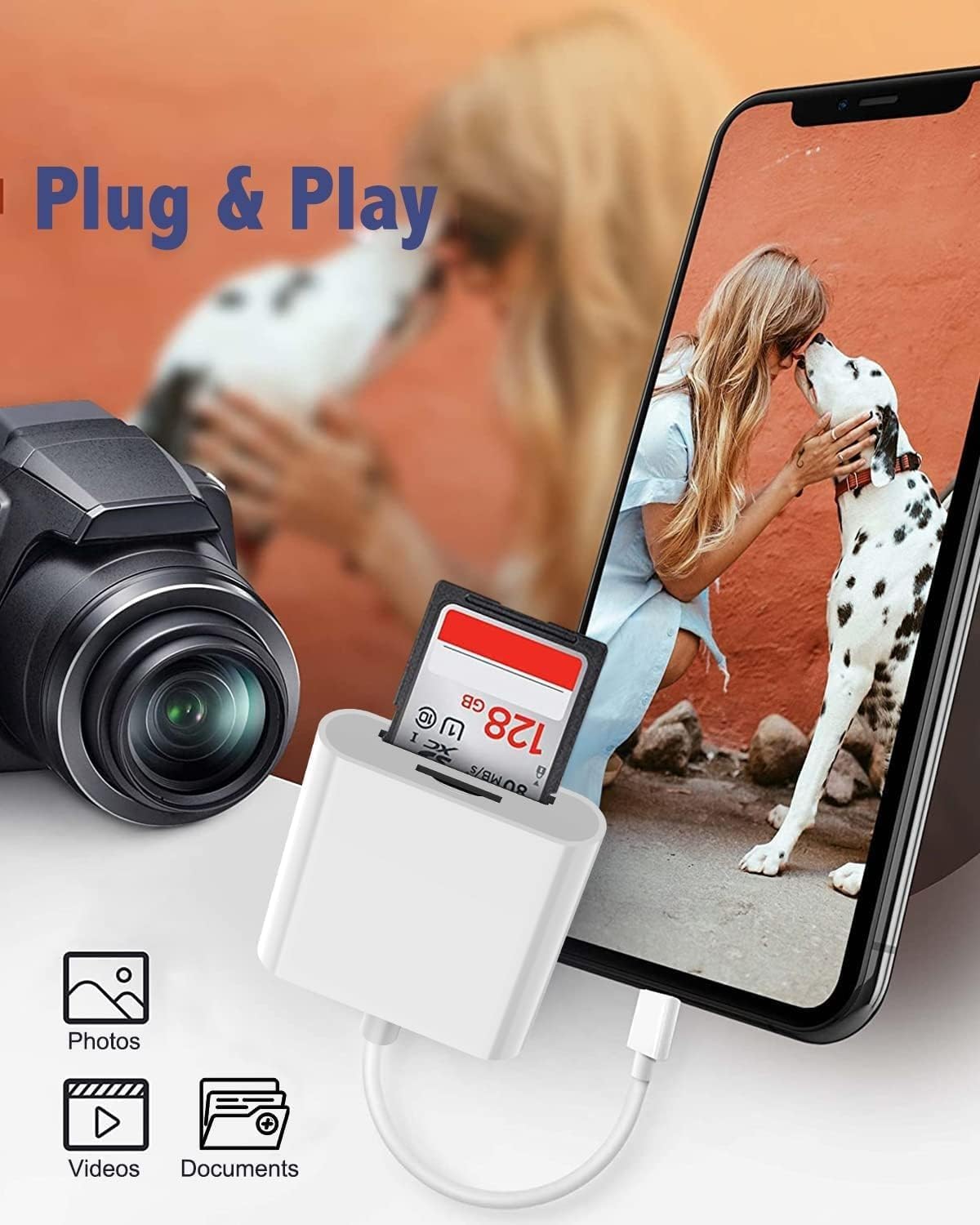 [Apple MFi Certified] USB C to SD Card Camera Reader for iPhone iPad, Dual Card Slot for iPhone 15 Pro iPad 10 iPad Pro SD/Micro SD Memory Card Reader Adapter, Trail Game Camera Viewer, Plug and Play