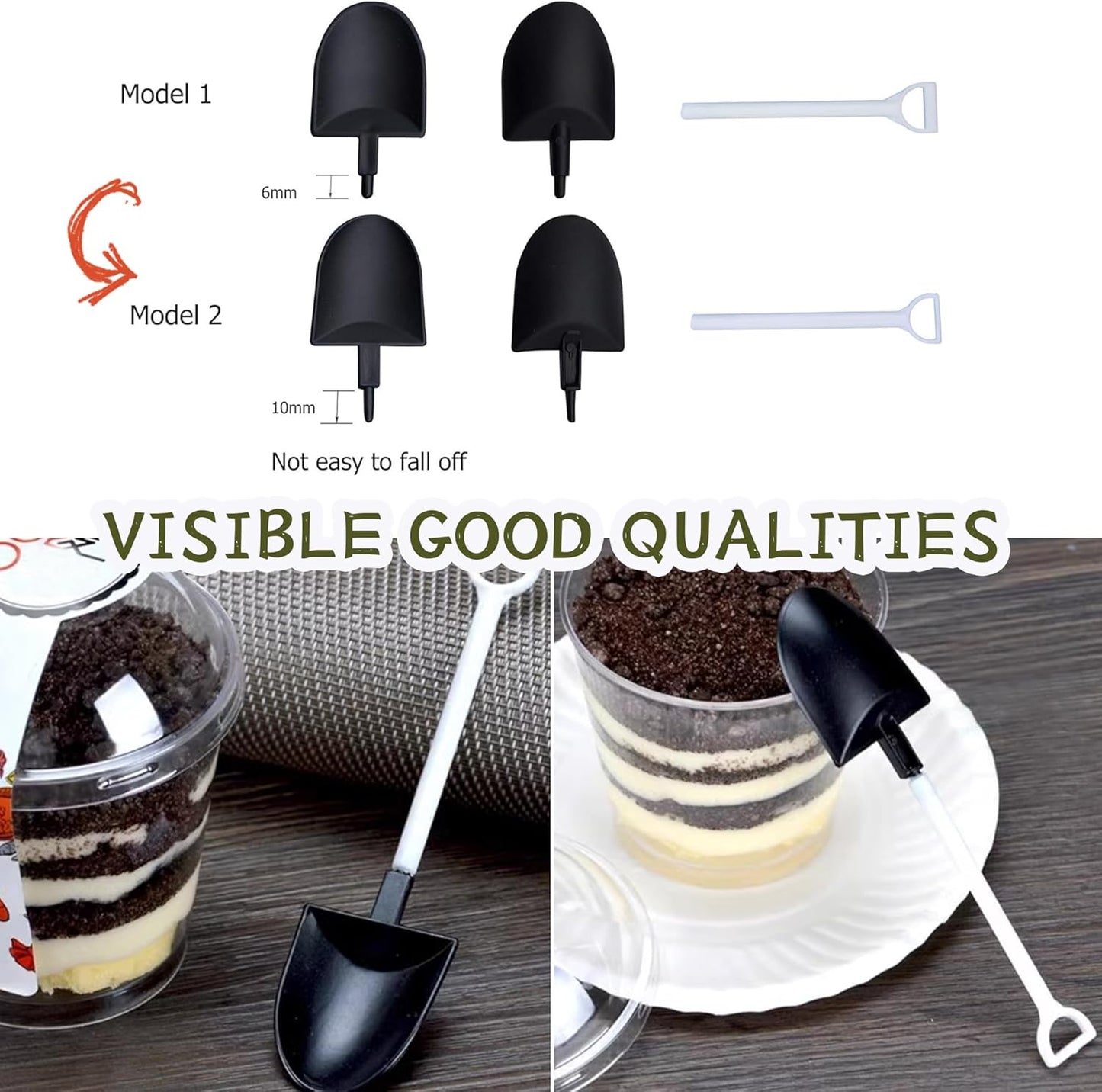 oxe Novelty Mini Shovel Shape Spoons Cute Disposable Plastic Dessert Spoons,Set of 50 (model 2)