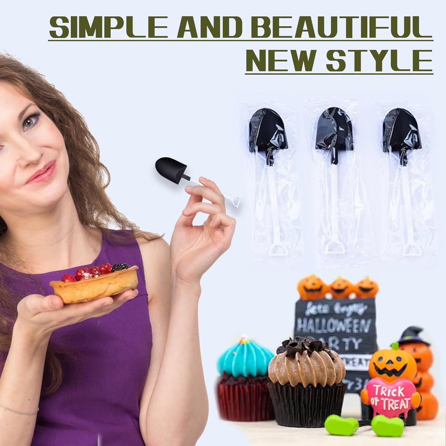 oxe Novelty Mini Shovel Shape Spoons Cute Disposable Plastic Dessert Spoons,Set of 50 (model 2)
