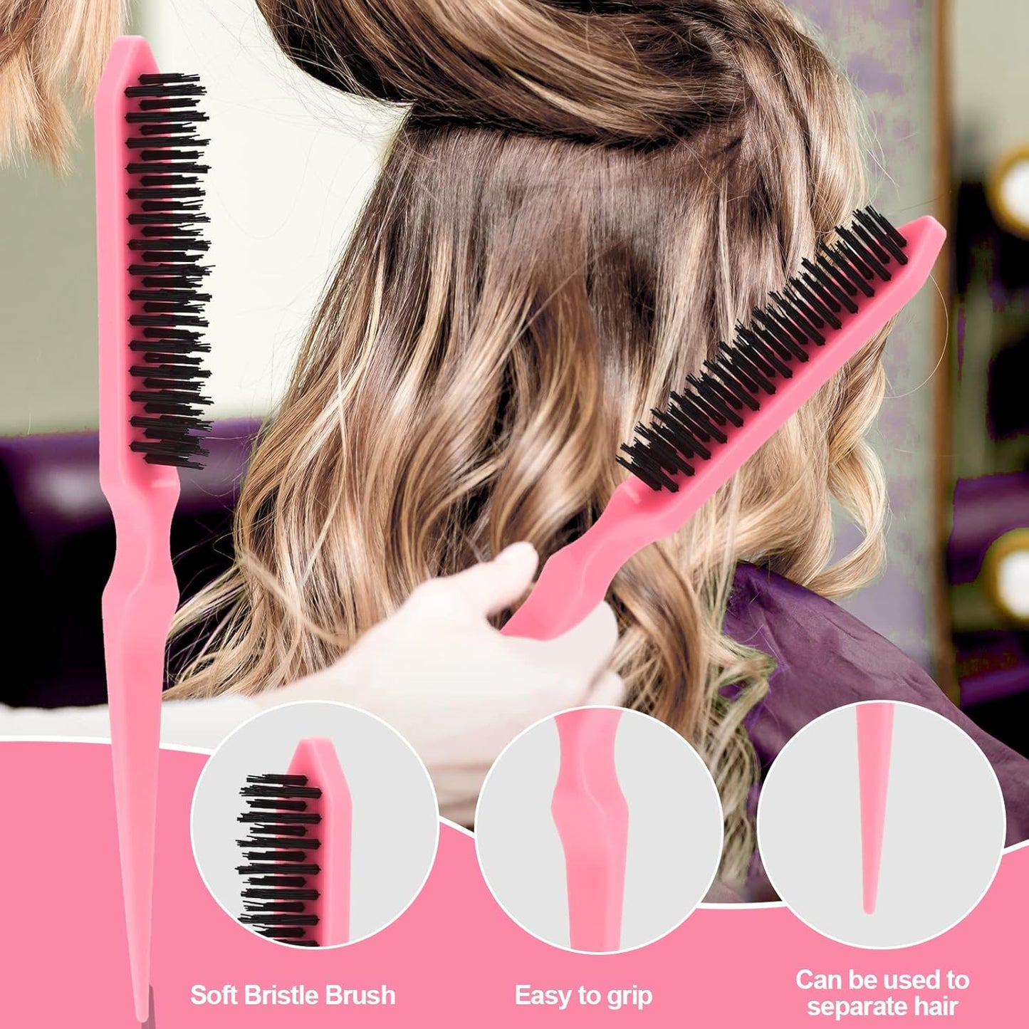Crochet Hooks for Hair with 2pcs Crochet Needle, 1pcs Edge Brush, 1pcs Bristle Hair Brush, 1pcs Rat Tail Comb, 3pcs Gator Clips Crochet Needle for Passion Twist Crochet Hair Extensions