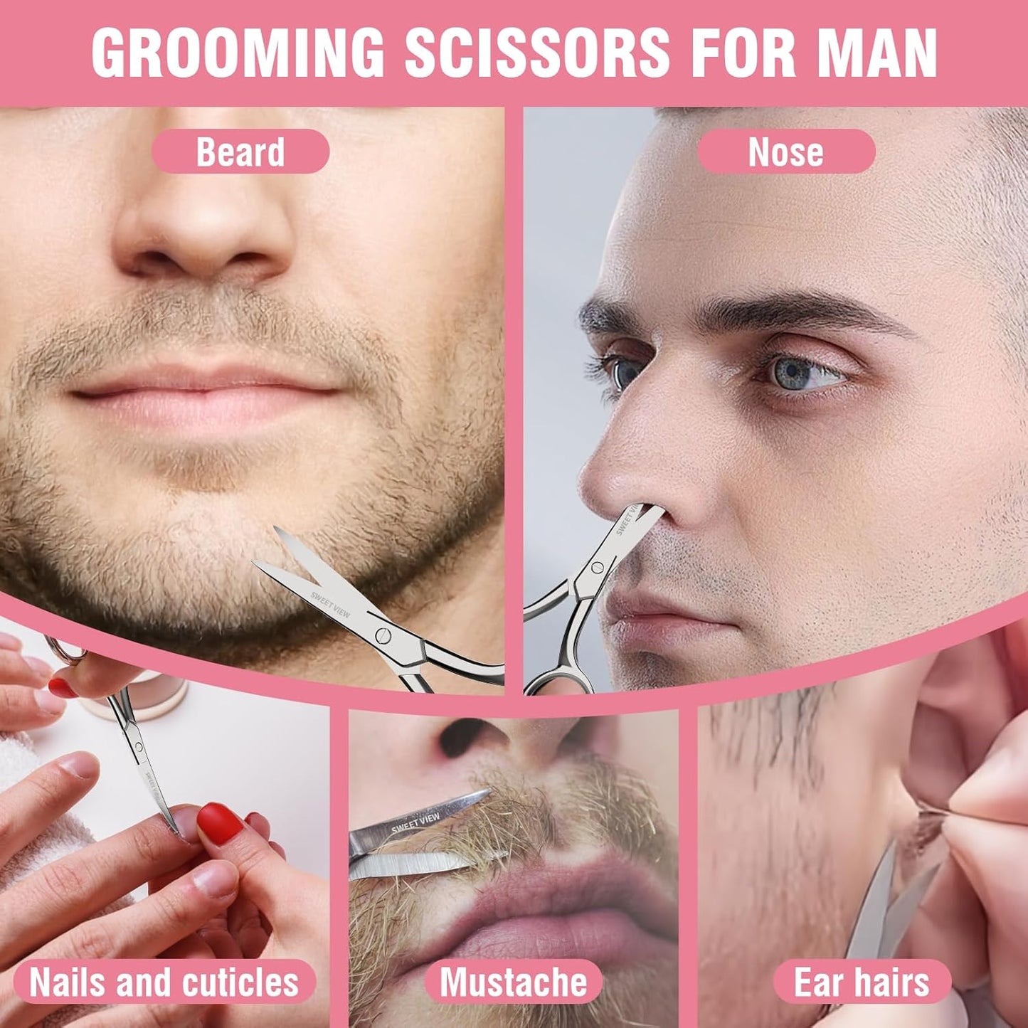 Eyebrow Scissors Curved and Rounded Nail Scissors - Small Grooming Scissors for Trimming Eyebrows, Nose, Mustache, Eyelashes, Ear Hairs, Nails and Cuticles.