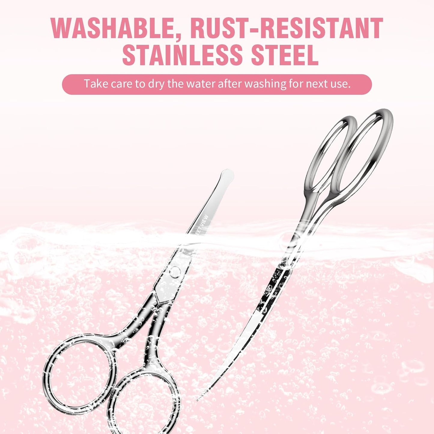 Eyebrow Scissors Curved and Rounded Nail Scissors - Small Grooming Scissors for Trimming Eyebrows, Nose, Mustache, Eyelashes, Ear Hairs, Nails and Cuticles.