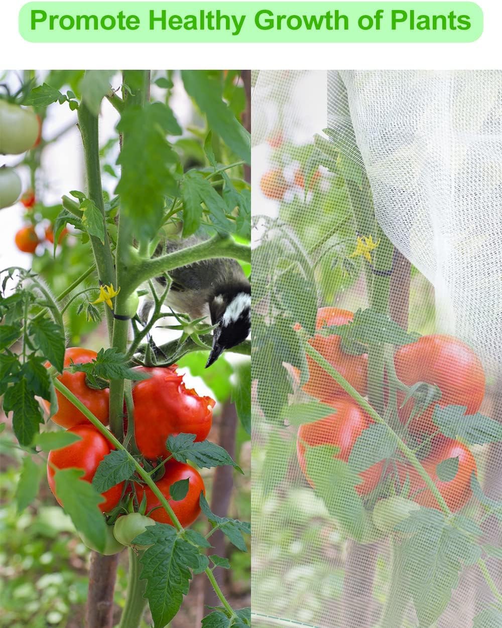 8 x 8ft Large Fruits Tree Netting, Insect Bird Barrier Tree Net with Drawstring and Zipper, Plant Cover Fruit Tree Protection to Prevent Tomato Blueberry Vegetables from Squirrels Birds