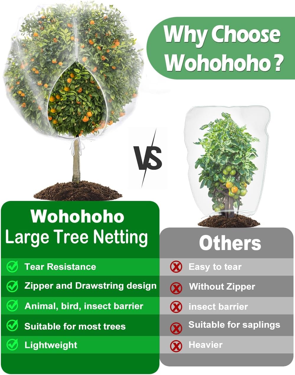 8 x 8ft Large Fruits Tree Netting, Insect Bird Barrier Tree Net with Drawstring and Zipper, Plant Cover Fruit Tree Protection to Prevent Tomato Blueberry Vegetables from Squirrels Birds