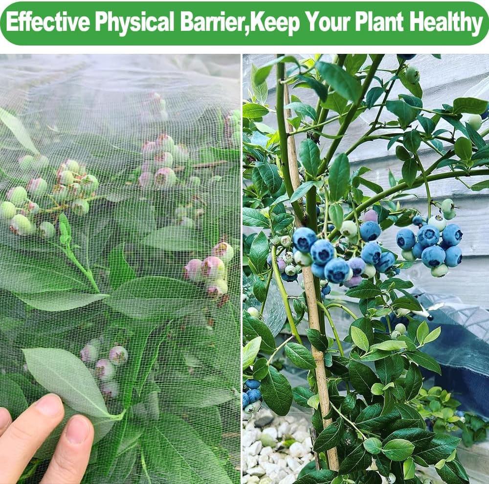 Garden Insect Mesh Netting 10ft x 32ft (3m x 10m), 1mm Ultra Fine Mosquito Netting Bug Netting Bird Netting Insect Barrier, 60 Mesh per Inch Plant Cover for Gardening Vegetables Fruit Tree