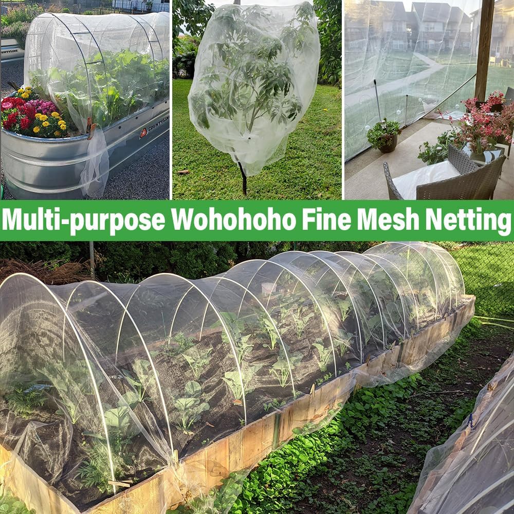 Garden Insect Mesh Netting 10ft x 32ft (3m x 10m), 1mm Ultra Fine Mosquito Netting Bug Netting Bird Netting Insect Barrier, 60 Mesh per Inch Plant Cover for Gardening Vegetables Fruit Tree