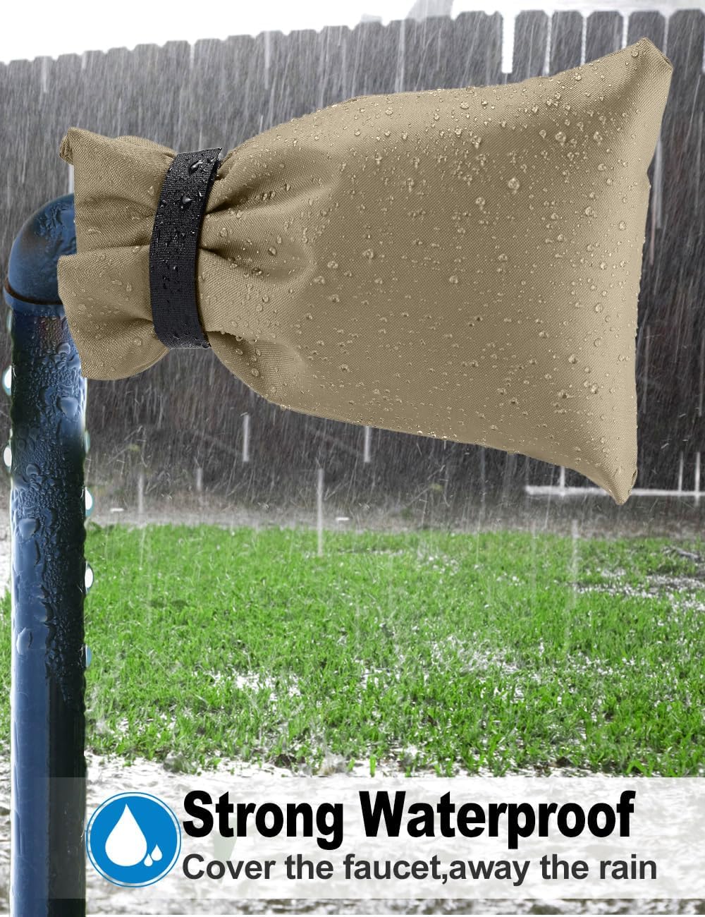 Outdoor Faucet Cover for Winter Freeze Protection 10'' x 8'', 2 Packs Khaki Thickened  Frost Free Outdoor Faucet Covers for Pipe Insulation Waterproof Insulated Spigot Backflow Cover