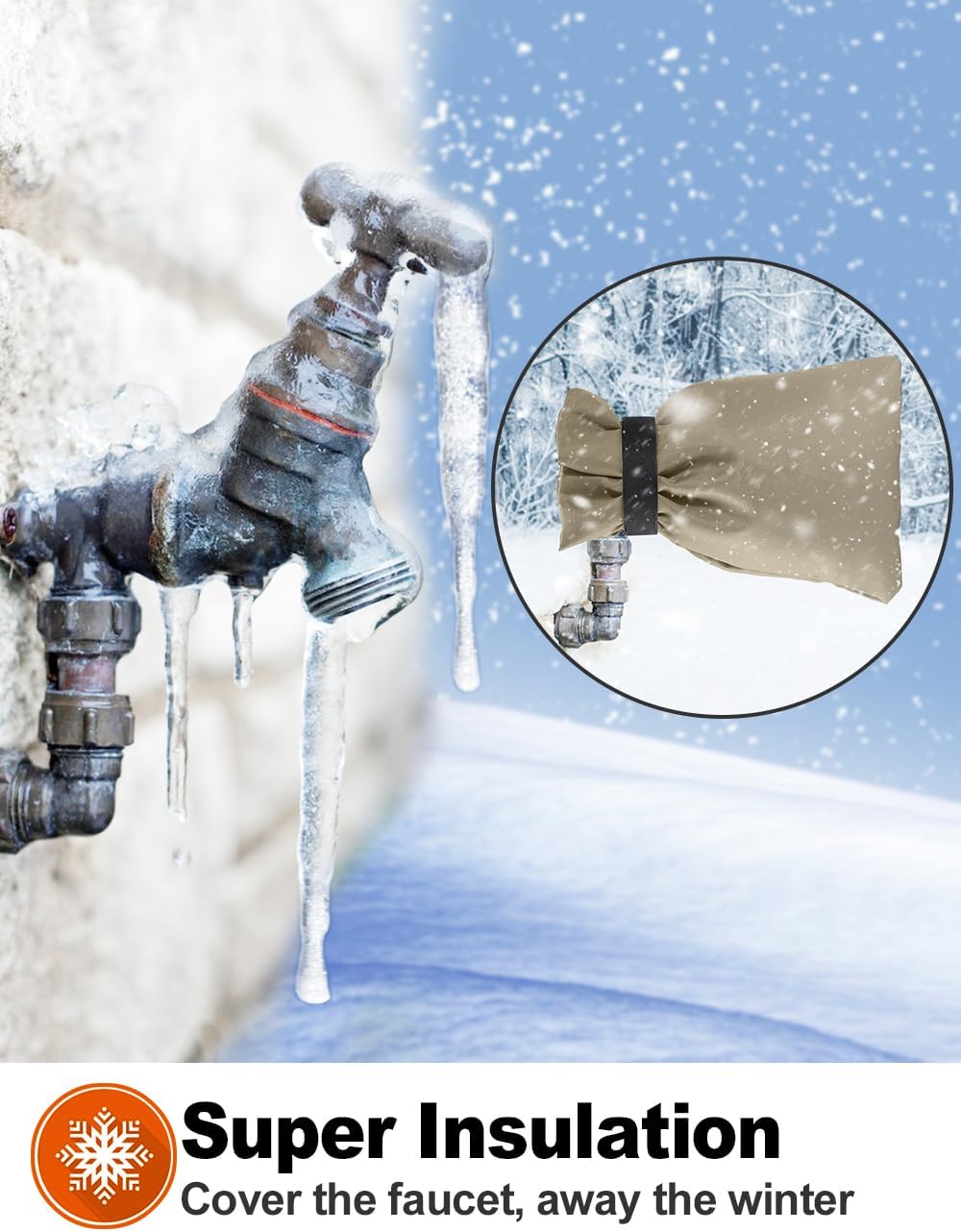 Outdoor Faucet Cover for Winter Freeze Protection 10'' x 8'', 2 Packs Khaki Thickened  Frost Free Outdoor Faucet Covers for Pipe Insulation Waterproof Insulated Spigot Backflow Cover