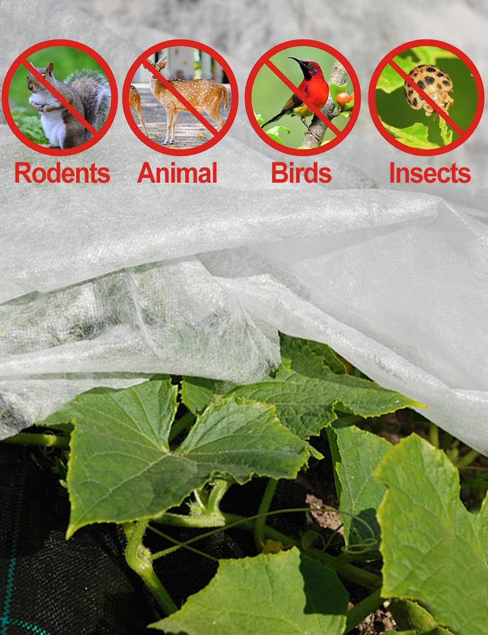 Garden Insect Mesh Netting 6.6ft x 16ft (2m x 5m),  1mm Ultra Fine Mosquito Netting Bug Netting Bird Netting Insect Barrier, 60 Mesh per Inch Plant Cover for Gardening Vegetables Fruits Tree