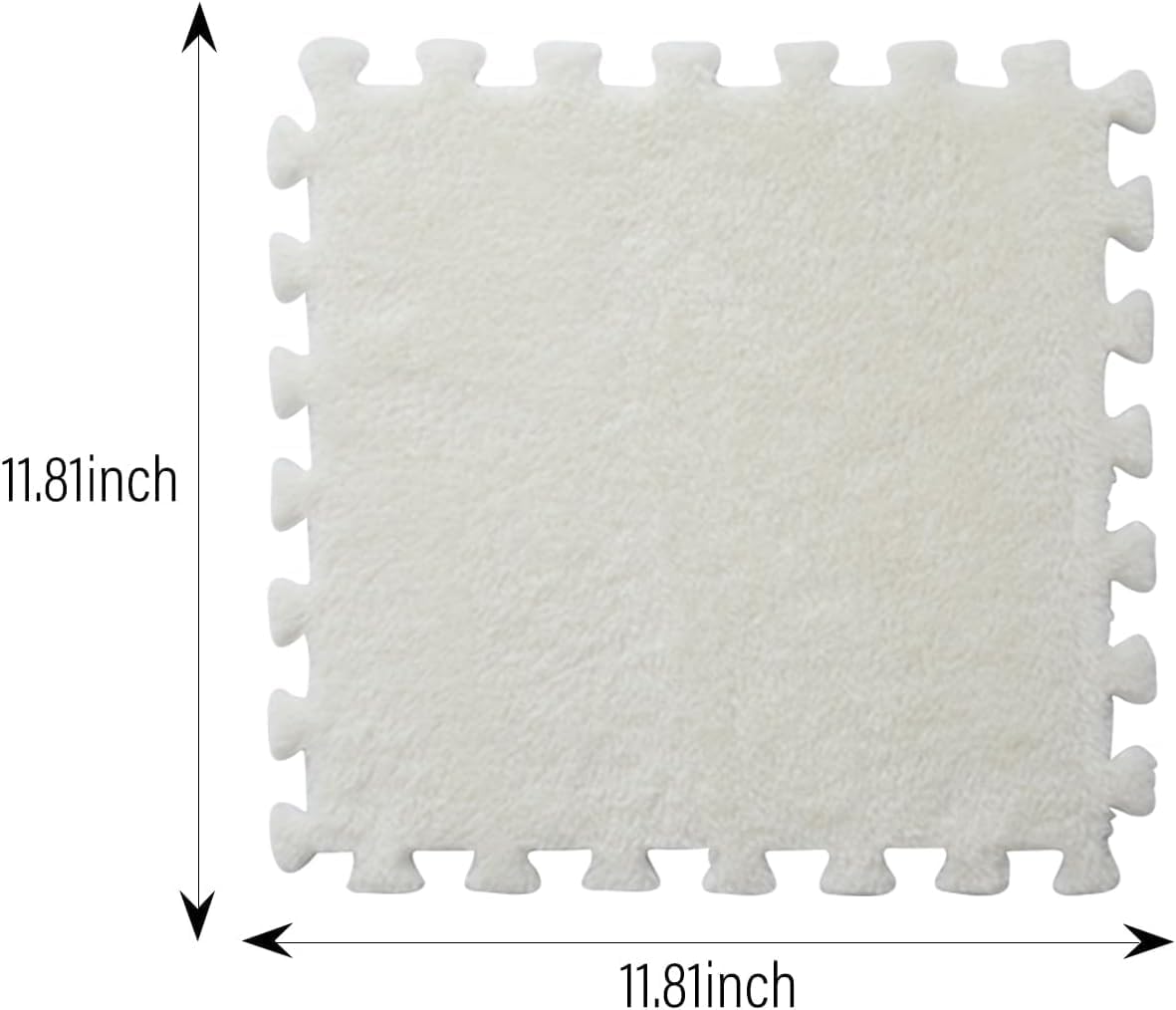 Interlocking Carpet Tiles, 10 Pack Soft Modular Squares with Non-Slip Backing for Home Bedroom Playroom Decor, Fluffy Puzzle Floor Mat Tiles (White Grey)