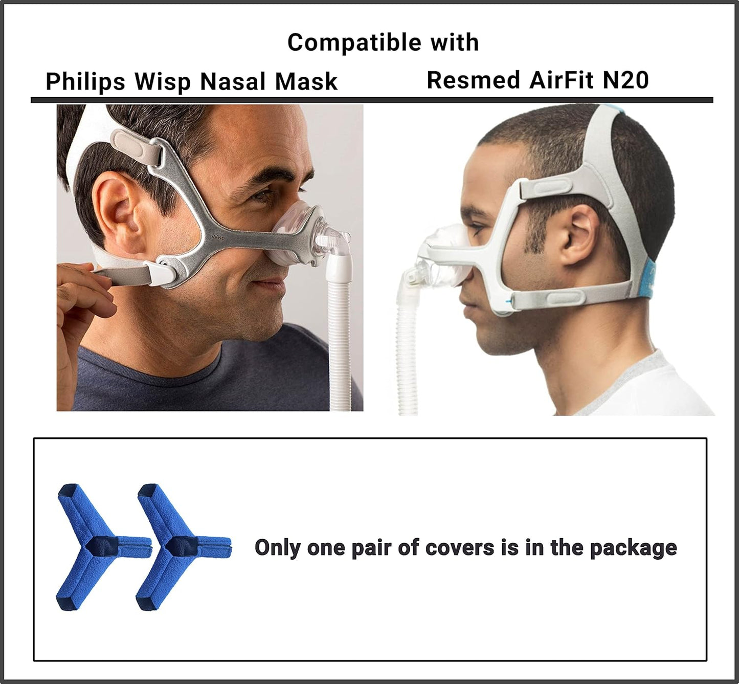 CPAP Headgear Strap Covers, Compatible with Resmed AirFit N20 and Respironics Wisp Nasal CPAP Mask