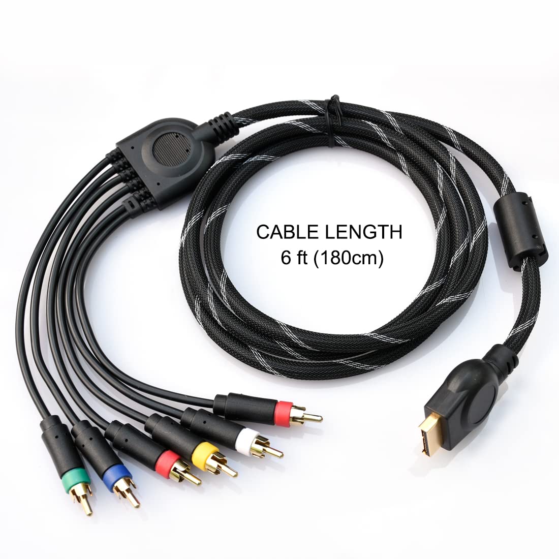 Component Audio Video Cable for PS2 / PS3 / PS3 Slim, HD Multi Out Composite RCA Audio Video Cable for PS3 (6 Feet)