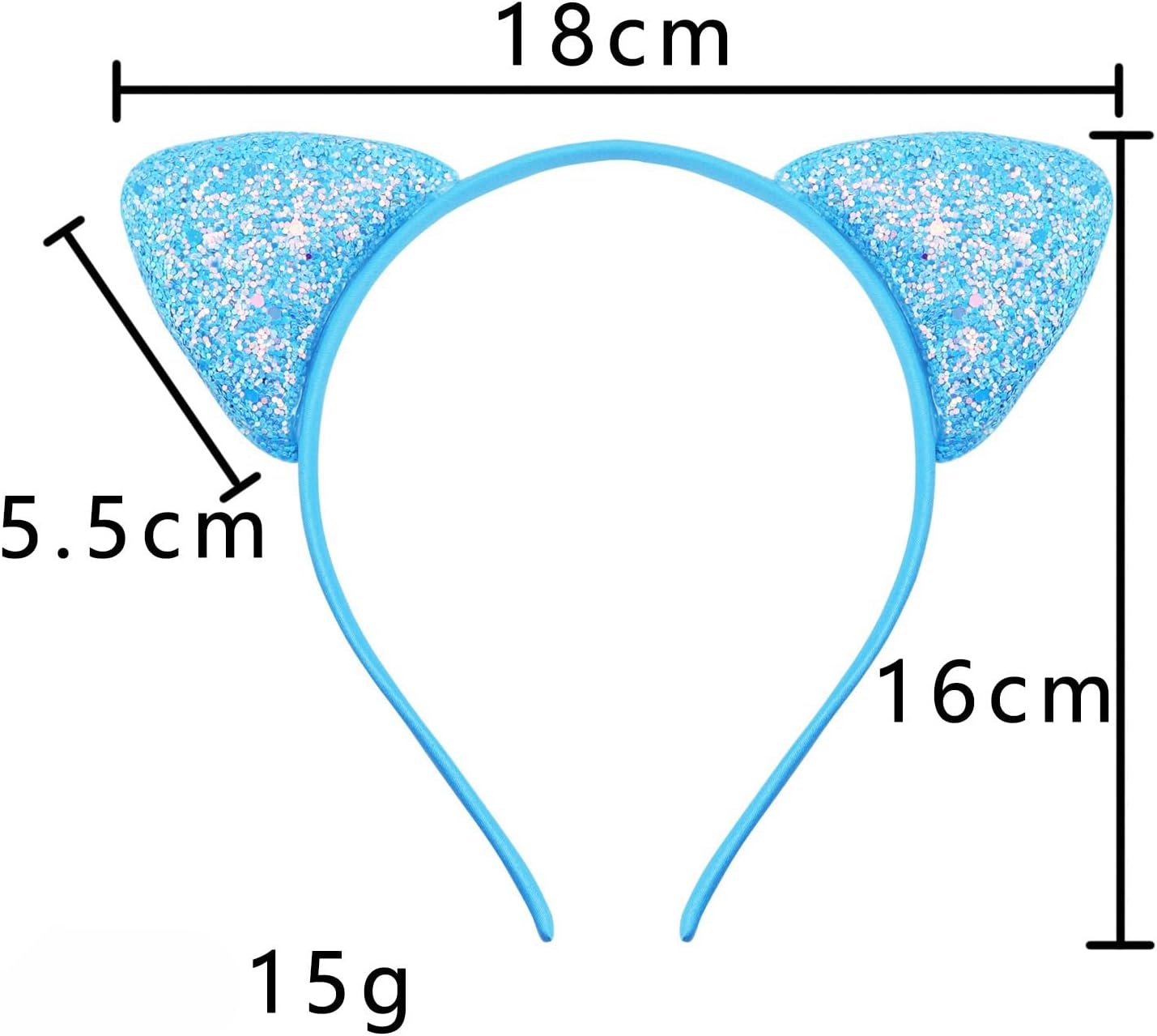 10pcs Cat's ears (Steamed cat-ear shaped bread) hair band, candy color onion powder sequins thin head band, lovely princess hair clip hair accessories, beautiful girls' daily wear and various party hair accessories
