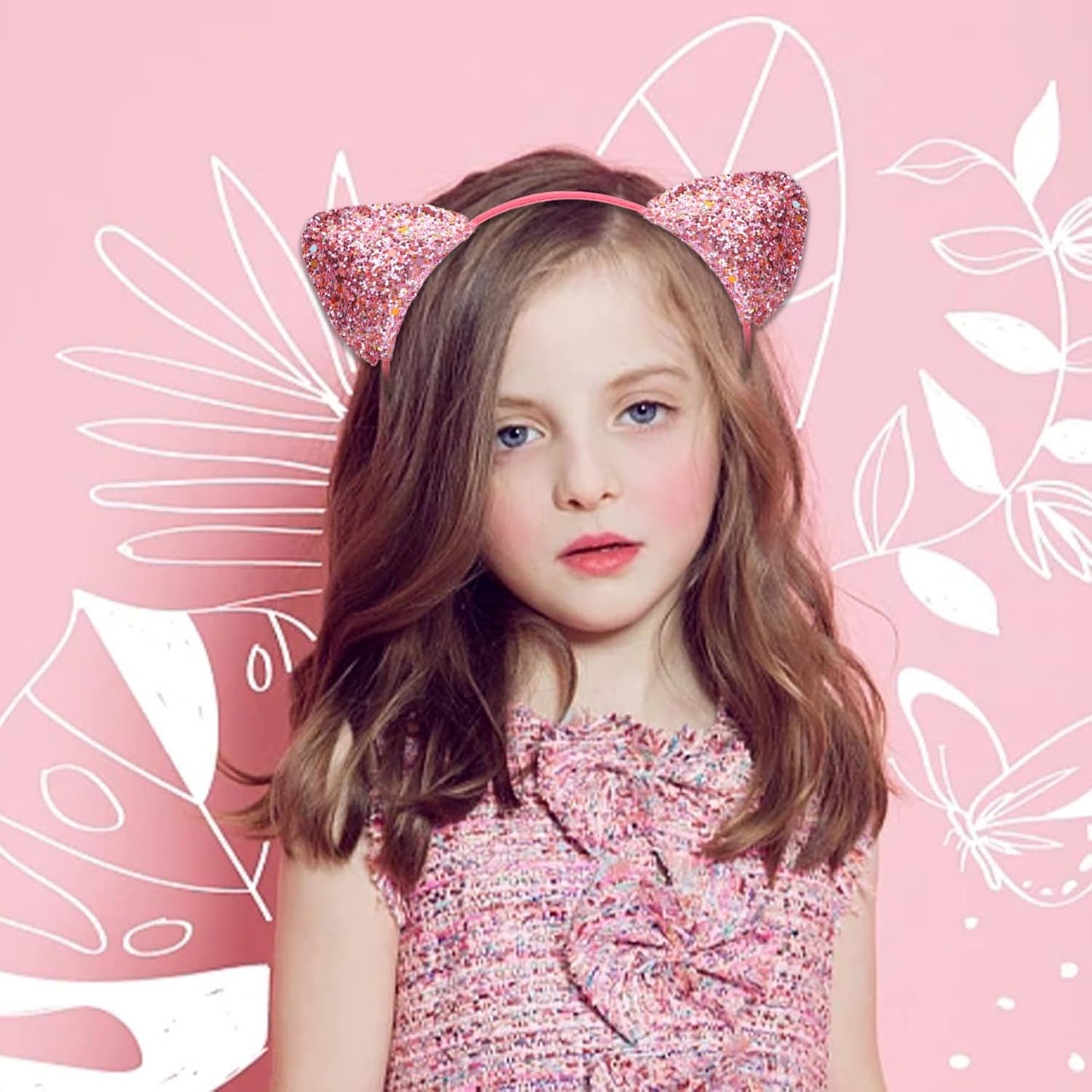 10pcs Cat's ears (Steamed cat-ear shaped bread) hair band, candy color onion powder sequins thin head band, lovely princess hair clip hair accessories, beautiful girls' daily wear and various party hair accessories
