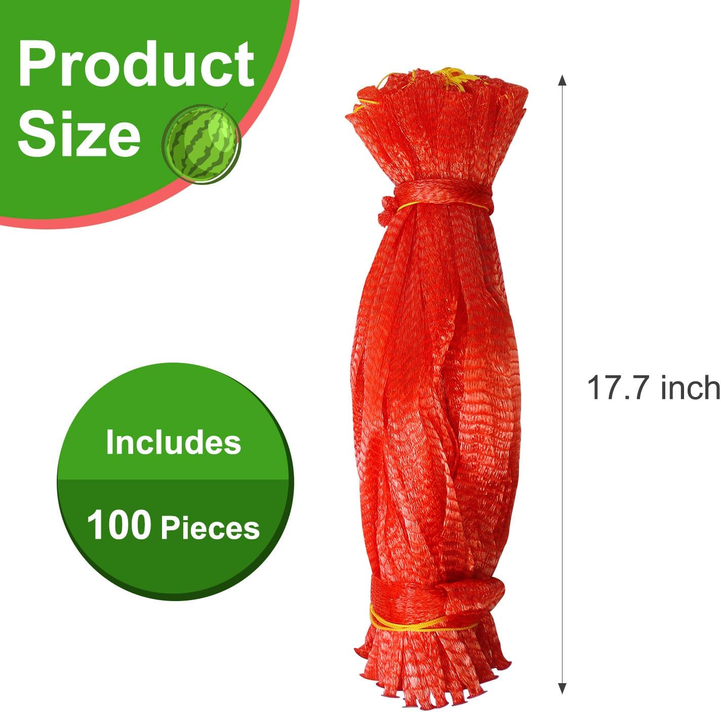 Melon Hammock Watermelon Nets, 100 Pack Heavy Duty Reusable Melon Cradle, Hanging Watermelon Mesh Bags with Drawstring for Garden Trellis, Vertical Growing Support, Melons, Honeydew, Pumpkins