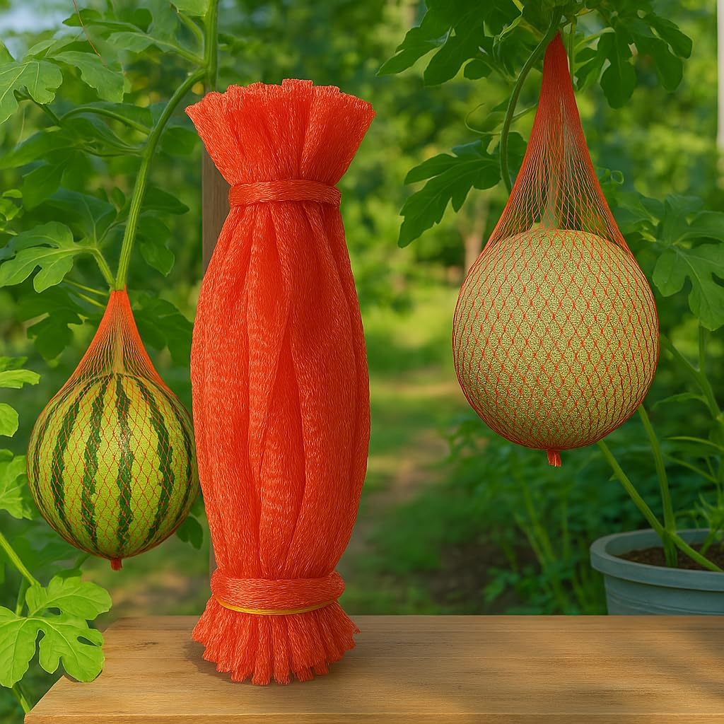 Melon Hammock Watermelon Nets, 100 Pack Heavy Duty Reusable Melon Cradle, Hanging Watermelon Mesh Bags with Drawstring for Garden Trellis, Vertical Growing Support, Melons, Honeydew, Pumpkins