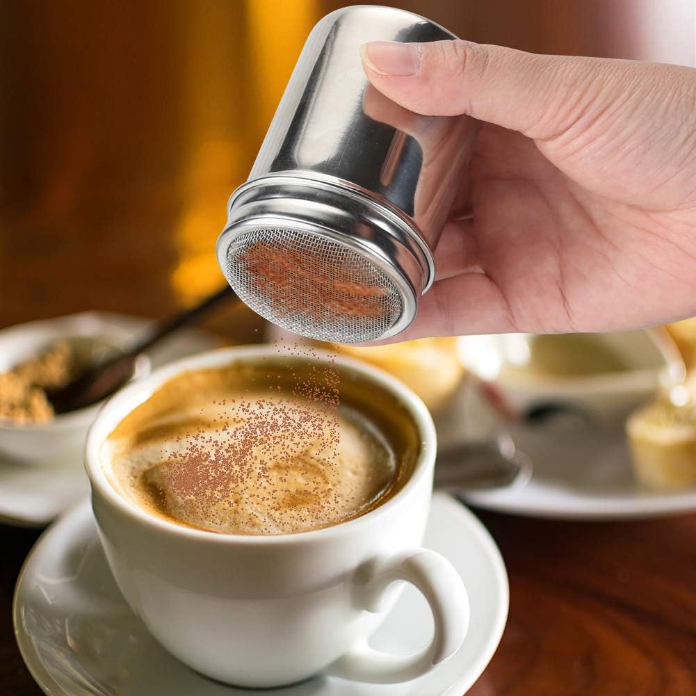 2 Pack Powdered Sugar Shaker Duster, Cinnamon Shaker Flour Sifter, Fine Mesh Stainless Steel Dredge for Baking Soda Flour Cinnamon Cocoa