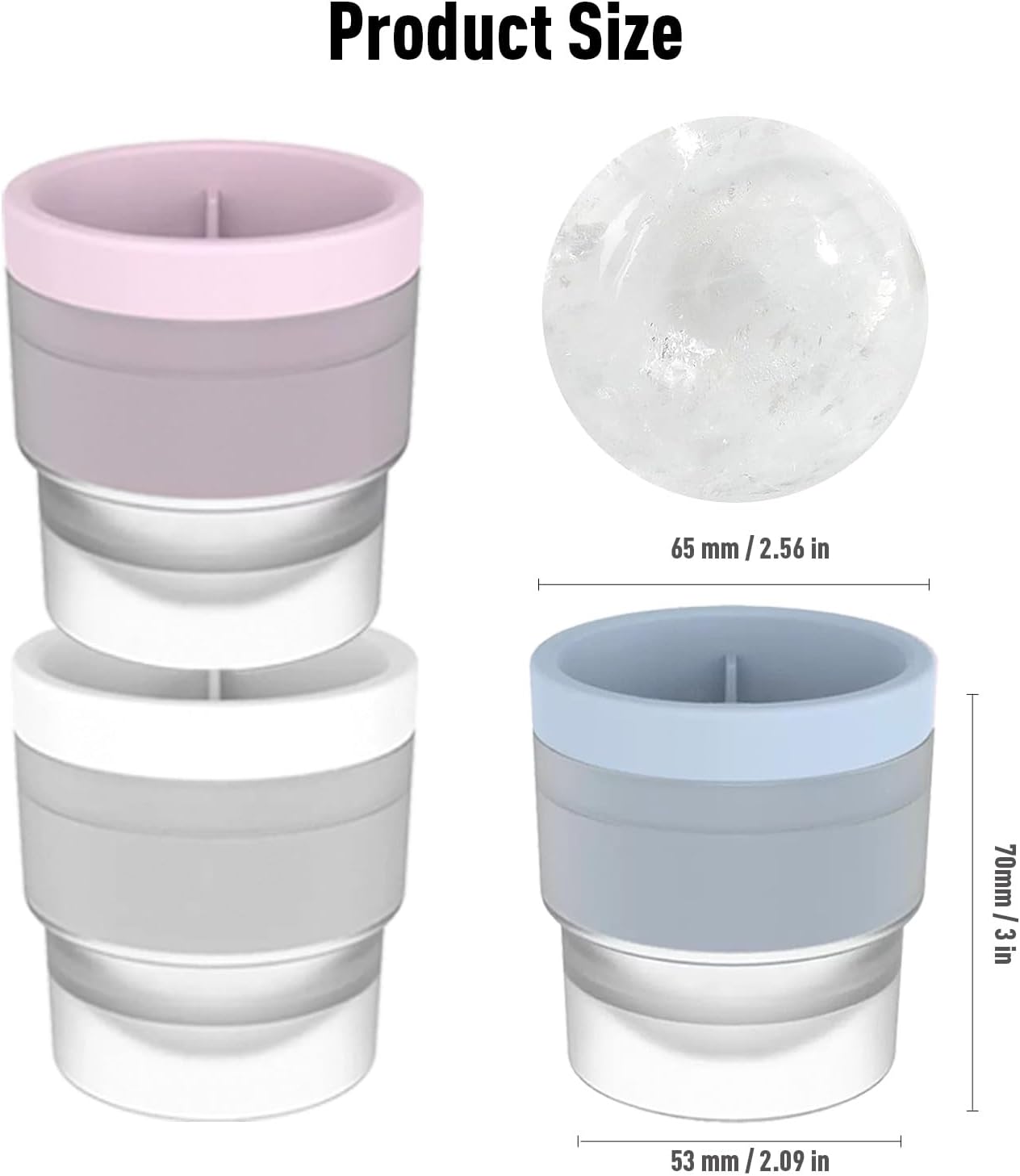 Large Ice Ball Molds 6 PCS - Silicone Spherical Ice Cube Trays for Whiskey, Cocktails, Cold Drinks - Freezer Safe Ice Maker for Refrigerator & Baby Food Storage