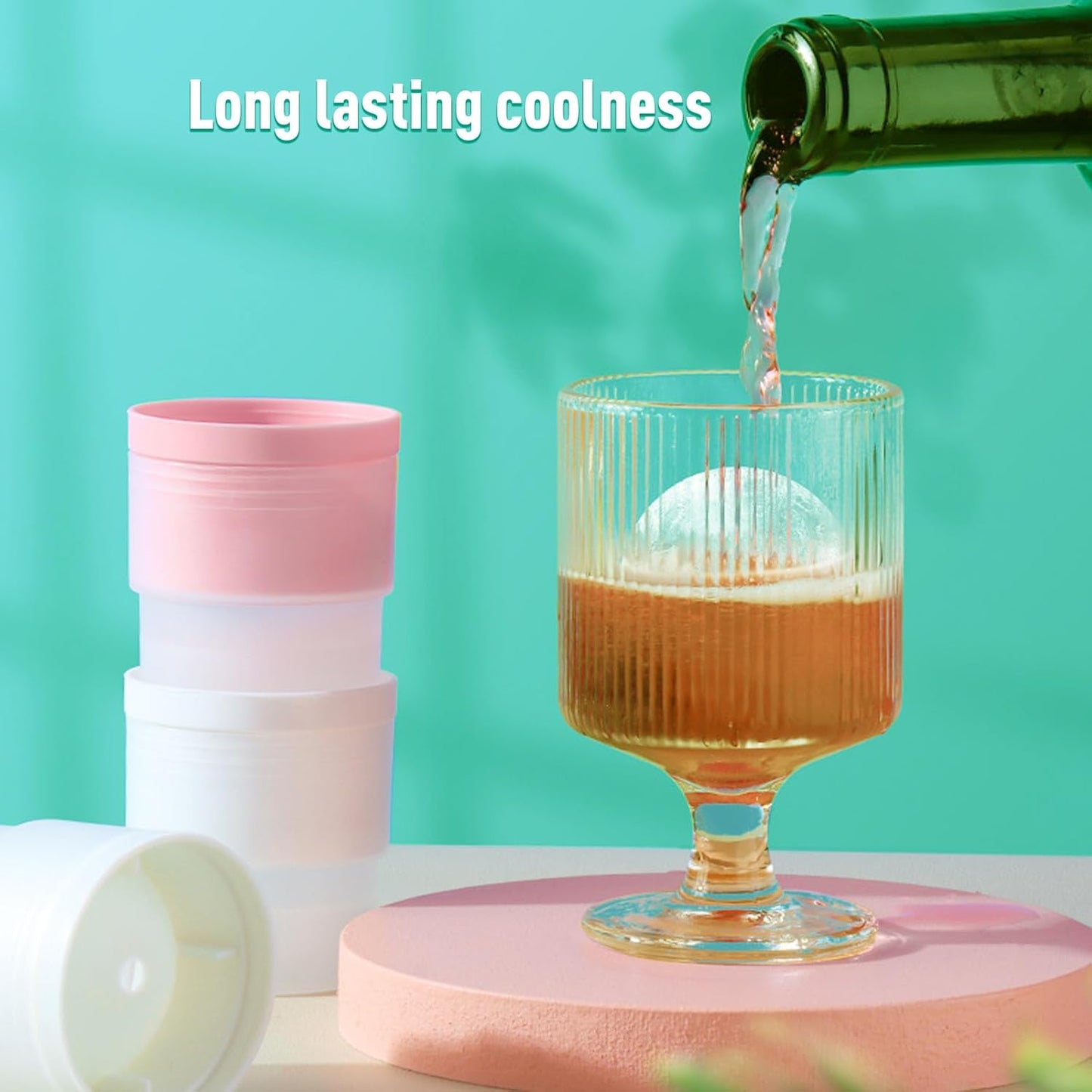 Large Ice Ball Molds 6 PCS - Silicone Spherical Ice Cube Trays for Whiskey, Cocktails, Cold Drinks - Freezer Safe Ice Maker for Refrigerator & Baby Food Storage