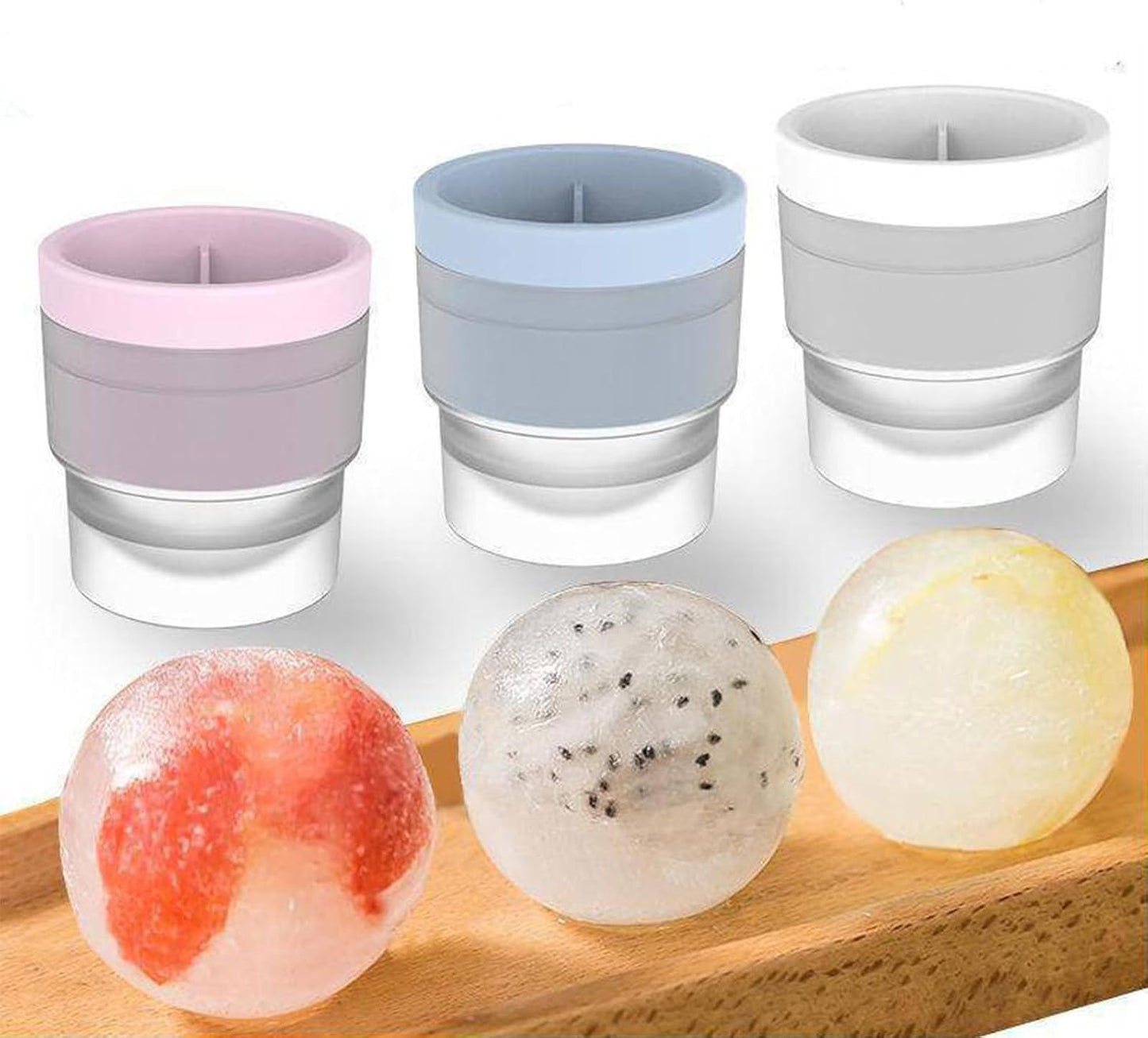 Large Ice Ball Molds 6 PCS - Silicone Spherical Ice Cube Trays for Whiskey, Cocktails, Cold Drinks - Freezer Safe Ice Maker for Refrigerator & Baby Food Storage