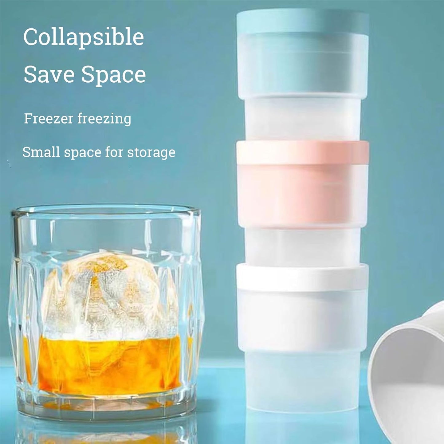 Large Ice Ball Molds 6 PCS - Silicone Spherical Ice Cube Trays for Whiskey, Cocktails, Cold Drinks - Freezer Safe Ice Maker for Refrigerator & Baby Food Storage