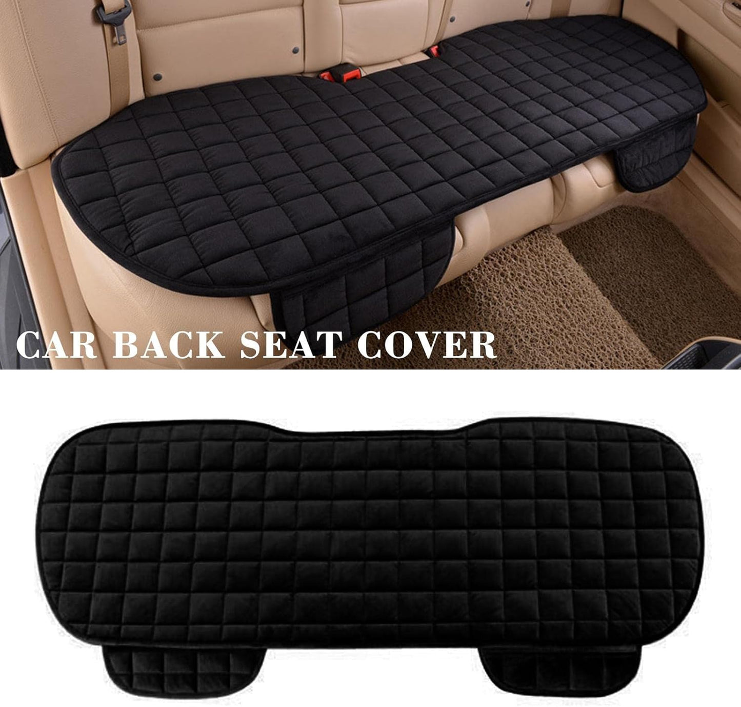 Back Seat Cover,Black Breathable Car Rear Seats Bottom Cushion,Universal Auto Bench Seat Protector Fits Most 5-Seat Cars,Long Rear Seat Chair Cover Protective Mat Pad for SUV