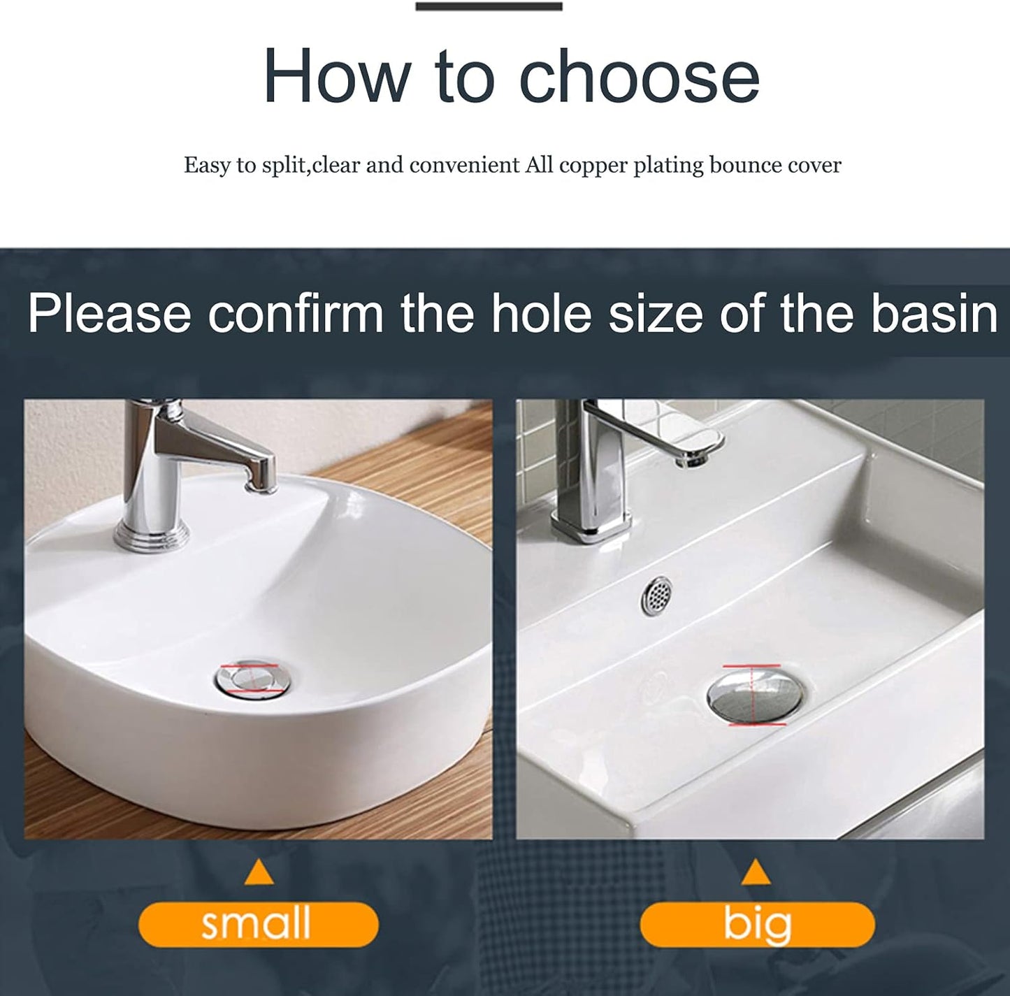 Pop-Up Click Clack Plug,66 mm Bathroom Basin Sink Button Drain,Suitable for Kitchen Bathroom Washbasin, Solid Brass Chrome Platedplug