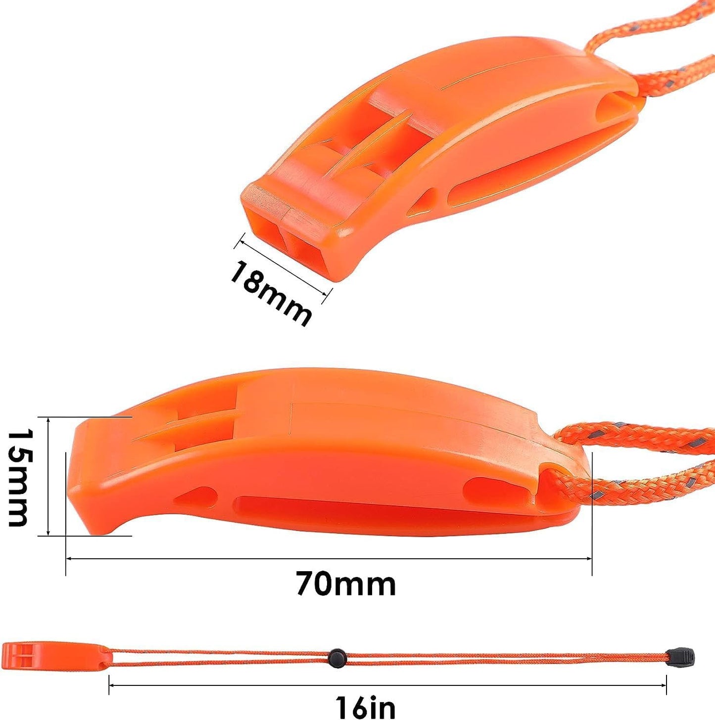 6Pcs Emergency Whistles, Safety Survival Whistles, Loud Floating Whistle with Adjustable Reflective Lanyard, for Boating, Swimming, Water Survival, Camping, Climbing, Hiking