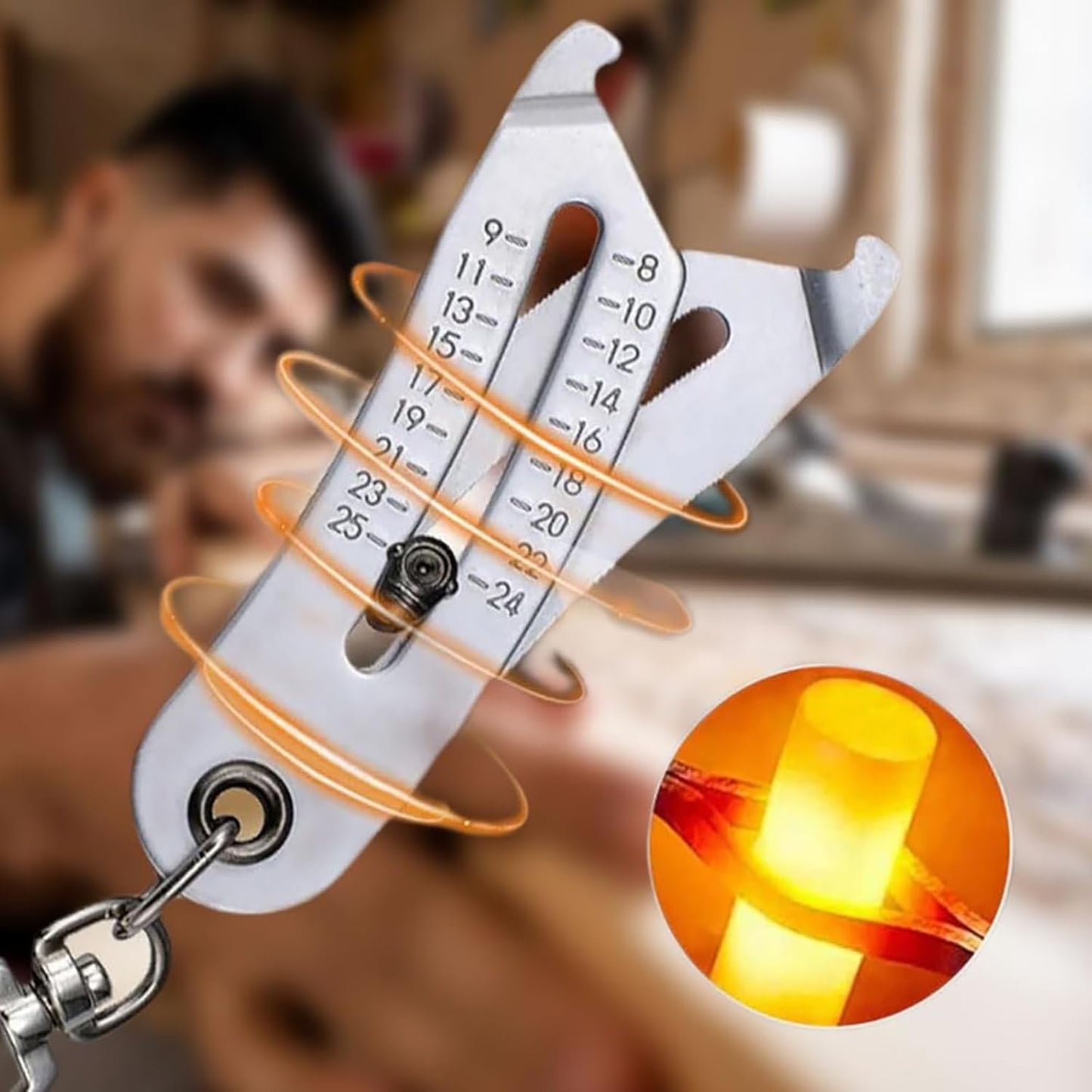 Portable Precise Thread Size Checker Keychain, Bolt Size Finder Keychain Measuring Both Metric & SAE Sizes, Compact Thread Measurement Tool for On-The-Go Convenience (2 Pcs)